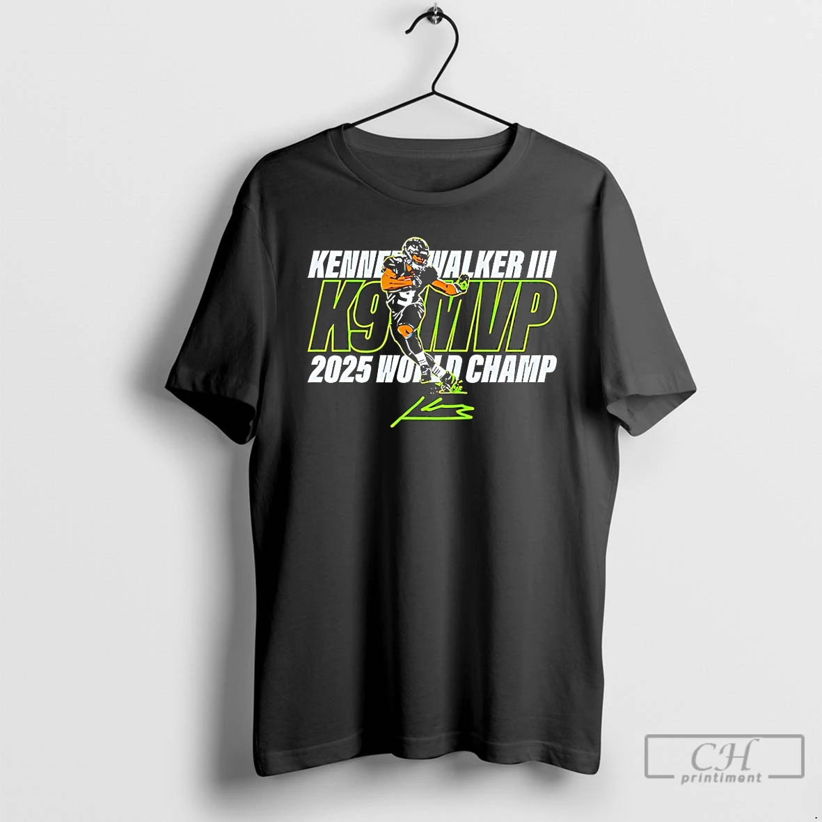 Classic Kenneth Walker Iii K9 Mvp World Cahmp 2025 Signature T-Shirts, Hoodie, Sweatshirt | HypeDripTees.com