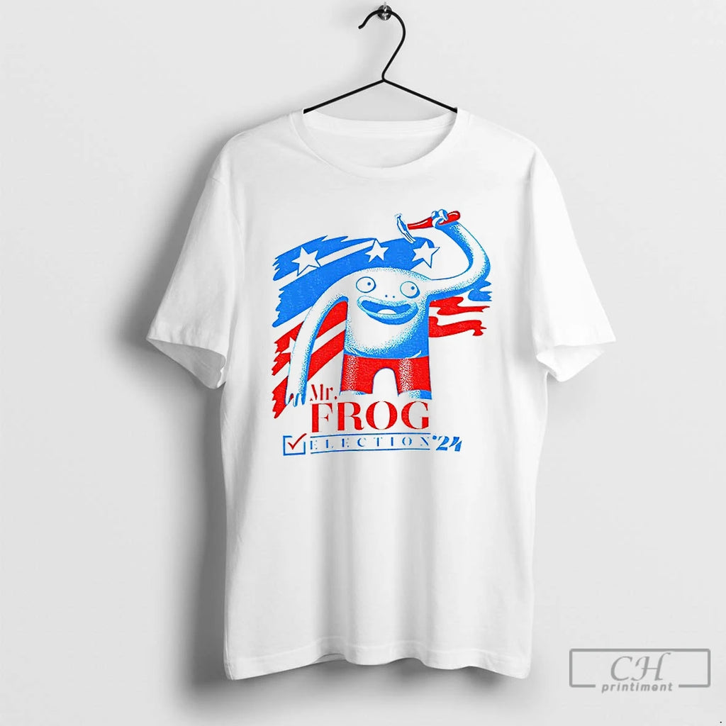 Classic Mr Frog Election 24 Patriotic Red Blue Frog Graphic