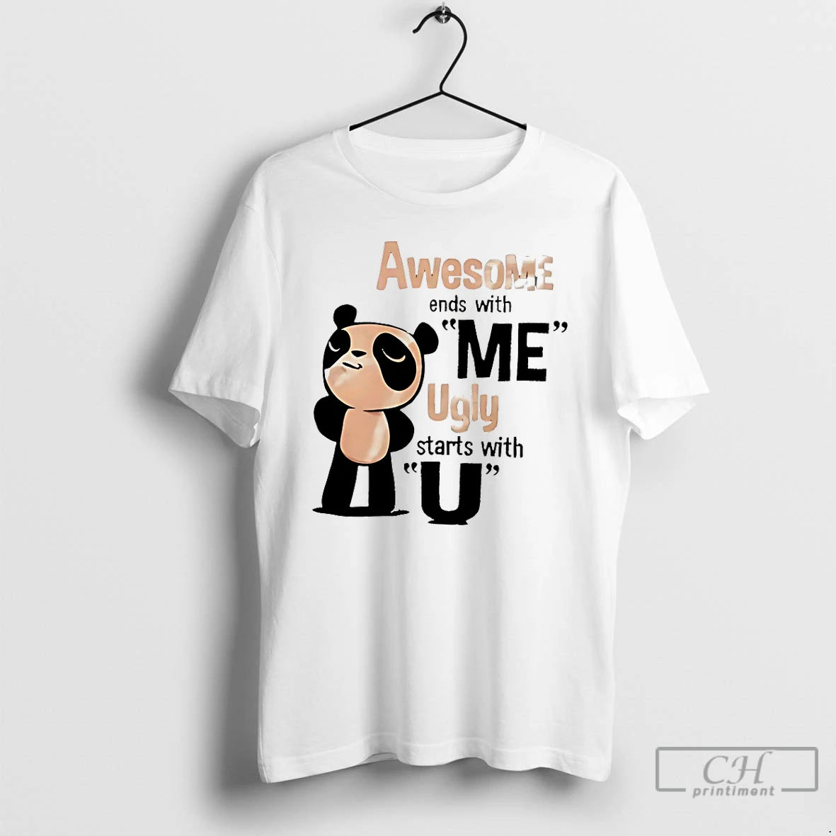 Classic Panda Awesome Ends With Me Ugly Starts With U T-Shirts, Hoodie, Sweatshirt | HypeDripTees.com