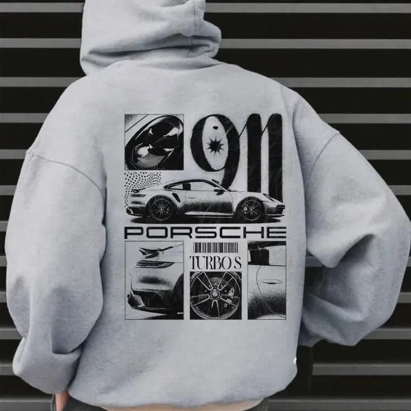 Classic Porsche 911 Turbo S Hoodie, Unisex, Menswear, Street Racing Shirt, Car Hoodie, Boyfriend Gift Cotton Embroidered...