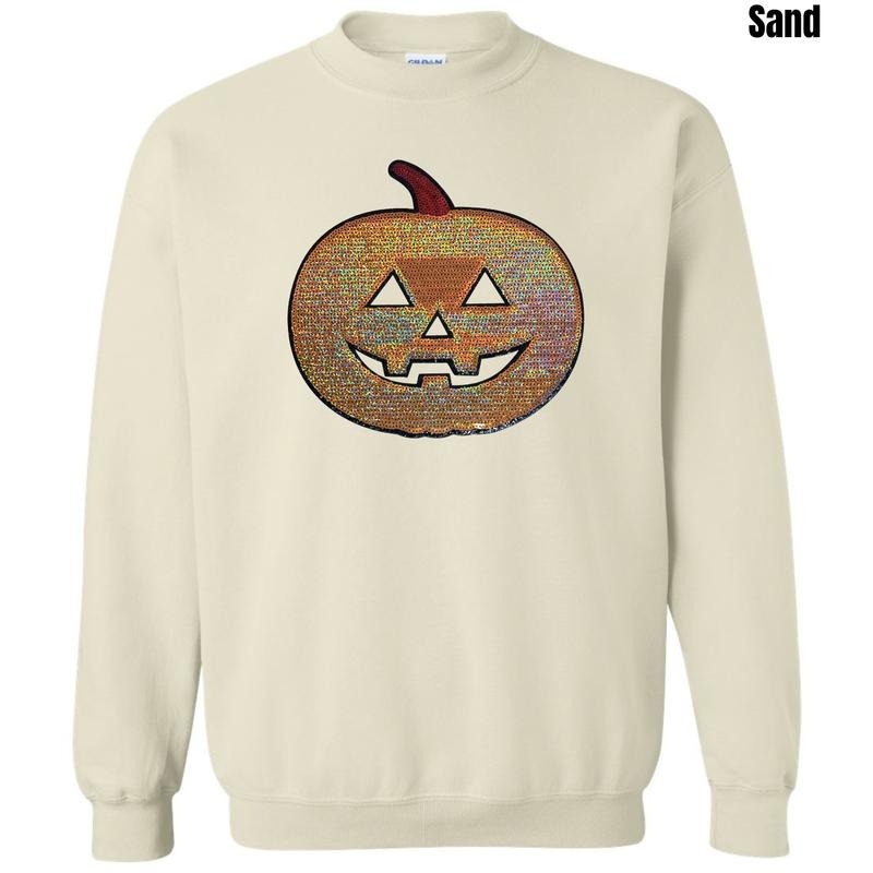 Classic Pumpkin Sequin Patch Sweatshirt T-Shirts, Hoodie | HypeDripTees.com