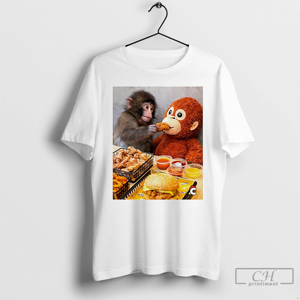 Classic Punch Kun Punch Monkey Eat Fast Food T-Shirts, Hoodie, Sweatshirt | HypeDripTees.com