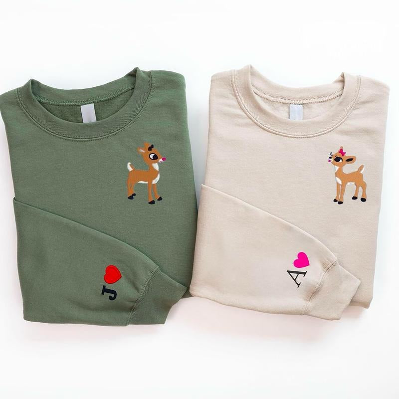 Classic Rudolph Embroidered Sweatshirt, Christmas Embroidered Hoodie, Christmas Movie Sweatshirt, Couple Christmas Gift,...