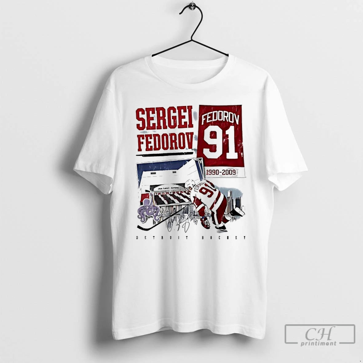 Classic Sergei Fedorov Detroit Red Wings Fedorov 91 1990 2009 Signature T-Shirts, Hoodie, Sweatshirt | HypeDripTees.com