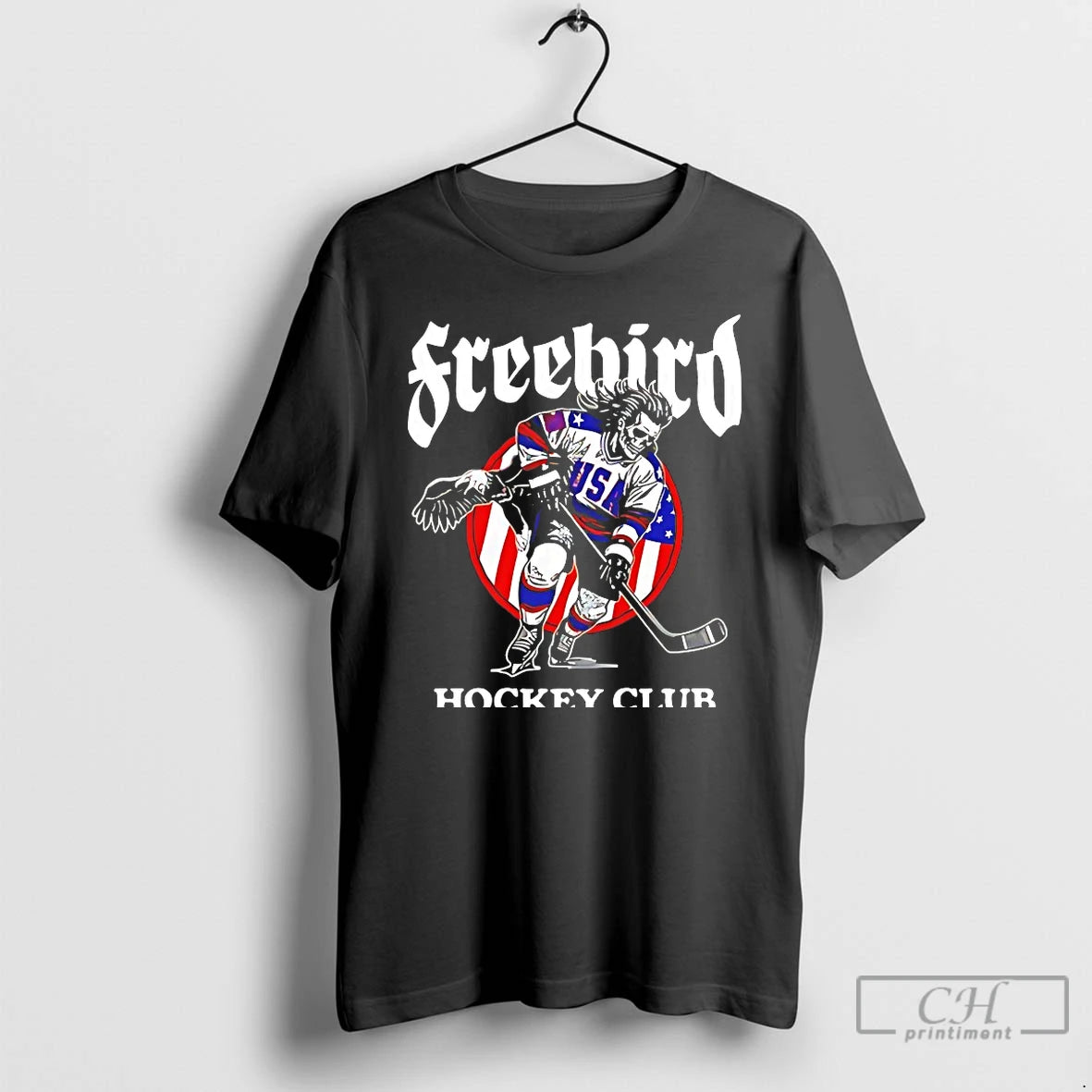 Classic Skeleton Freebird Usa Hockey Club T-Shirts, Hoodie, Sweatshirt | HypeDripTees.com
