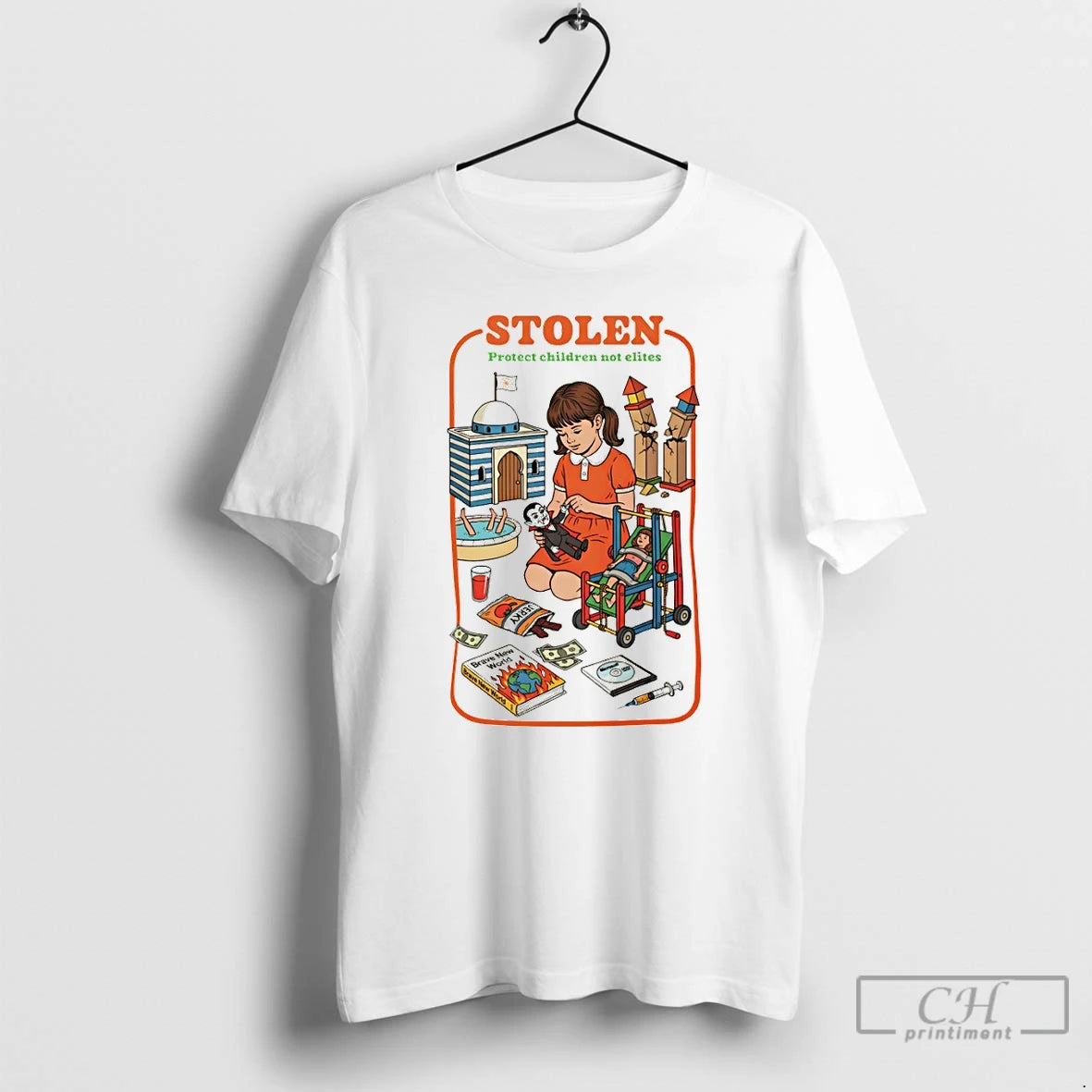 Classic Stolen Protect Children Not Elites Cartoon T-Shirts, Hoodie, Sweatshirt | HypeDripTees.com