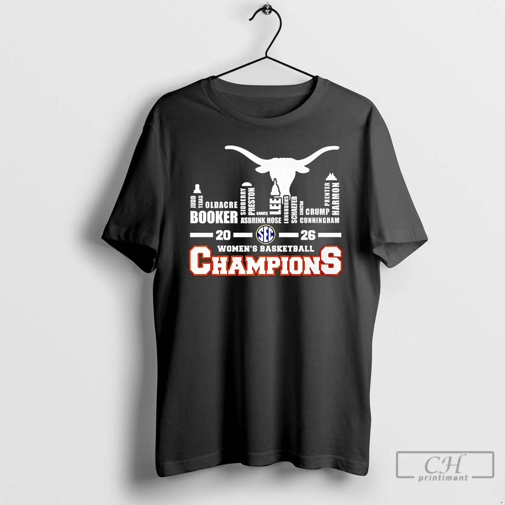 Classic Texas Longhorns 2026 Womens Basketball Champions Player Name City Skyline