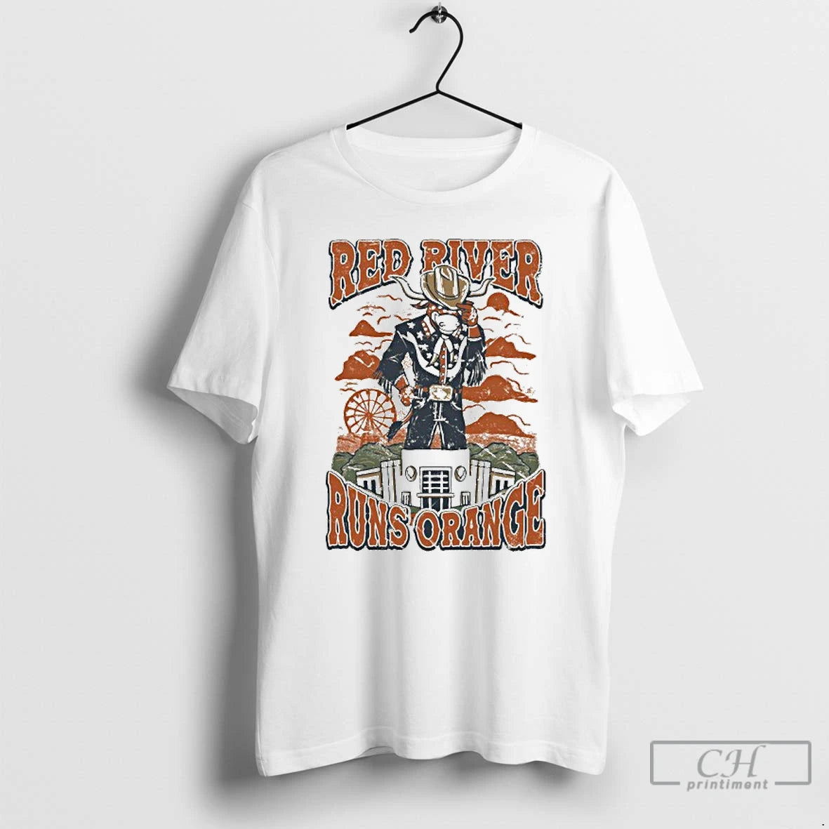 Classic Texas Longhorns Red River Runs Orange T Shirts
