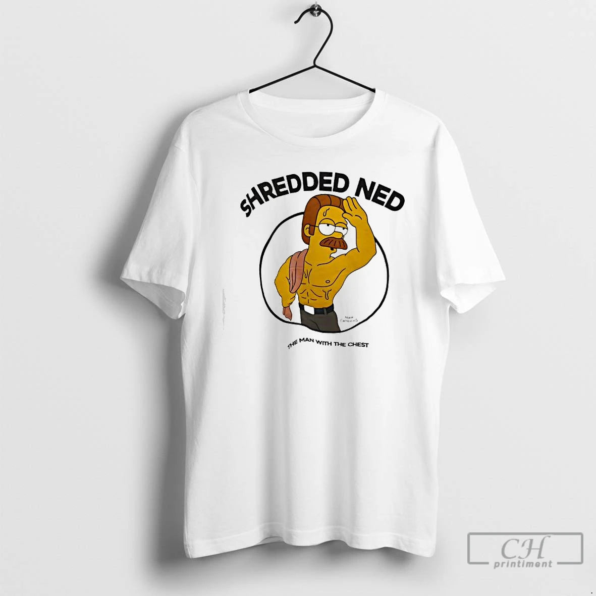 Classic The Simpsons Shredded Ned The Man With The Chest T-Shirts, Hoodie, Sweatshirt | HypeDripTees.com