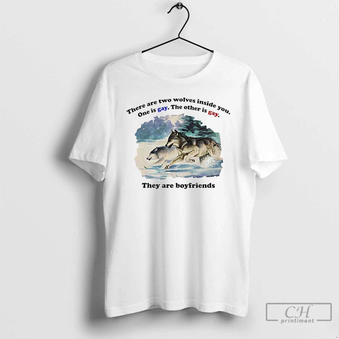 Classic There Are Two Wolves Inside You One Is Gay The Other Is Gay They T-Shirts, Hoodie, Sweatshirt | HypeDripTees.com