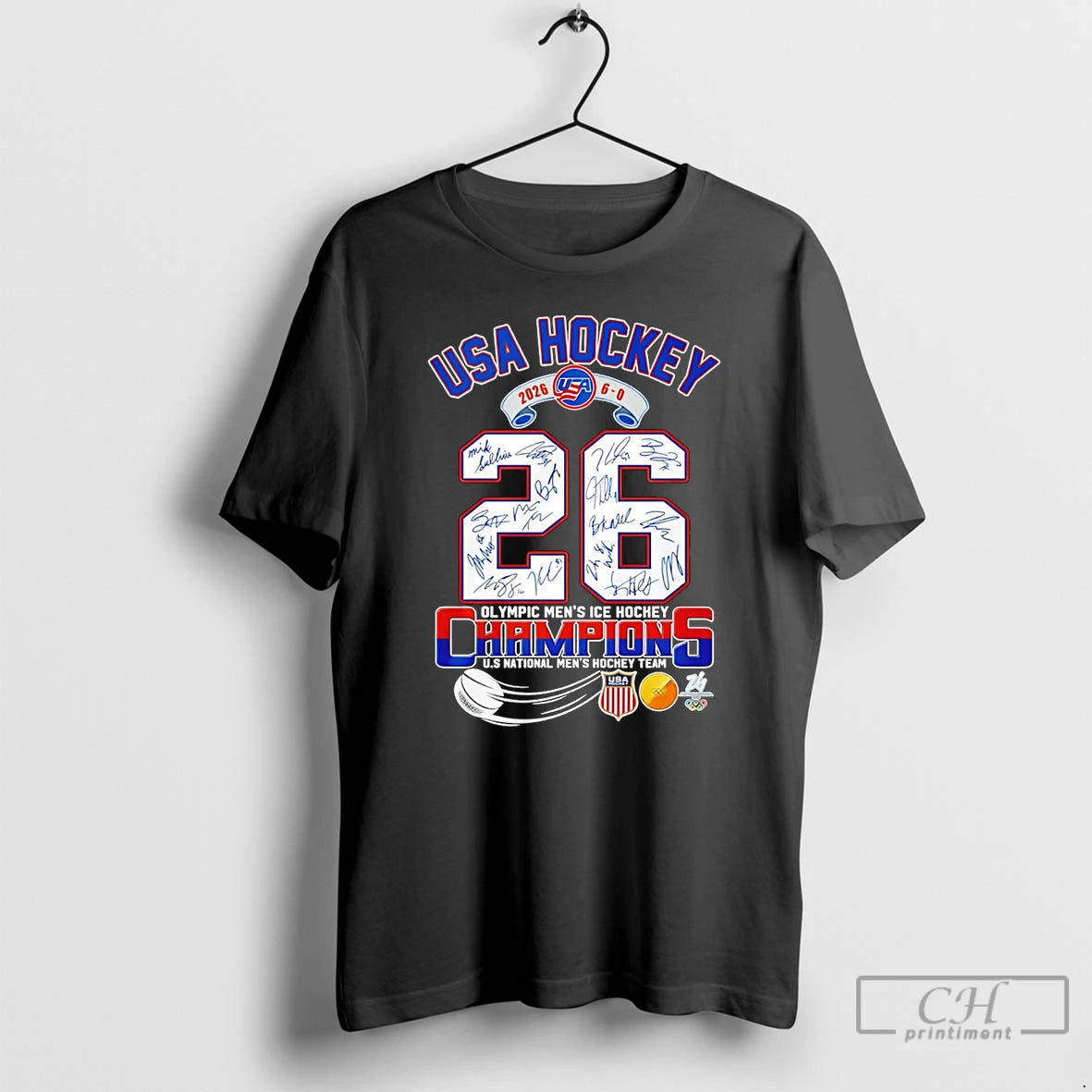 Classic Usa Hockey 26 Olympics Mens Ice Hockey Champions Signatures T-Shirts, Hoodie, Sweatshirt | HypeDripTees.com