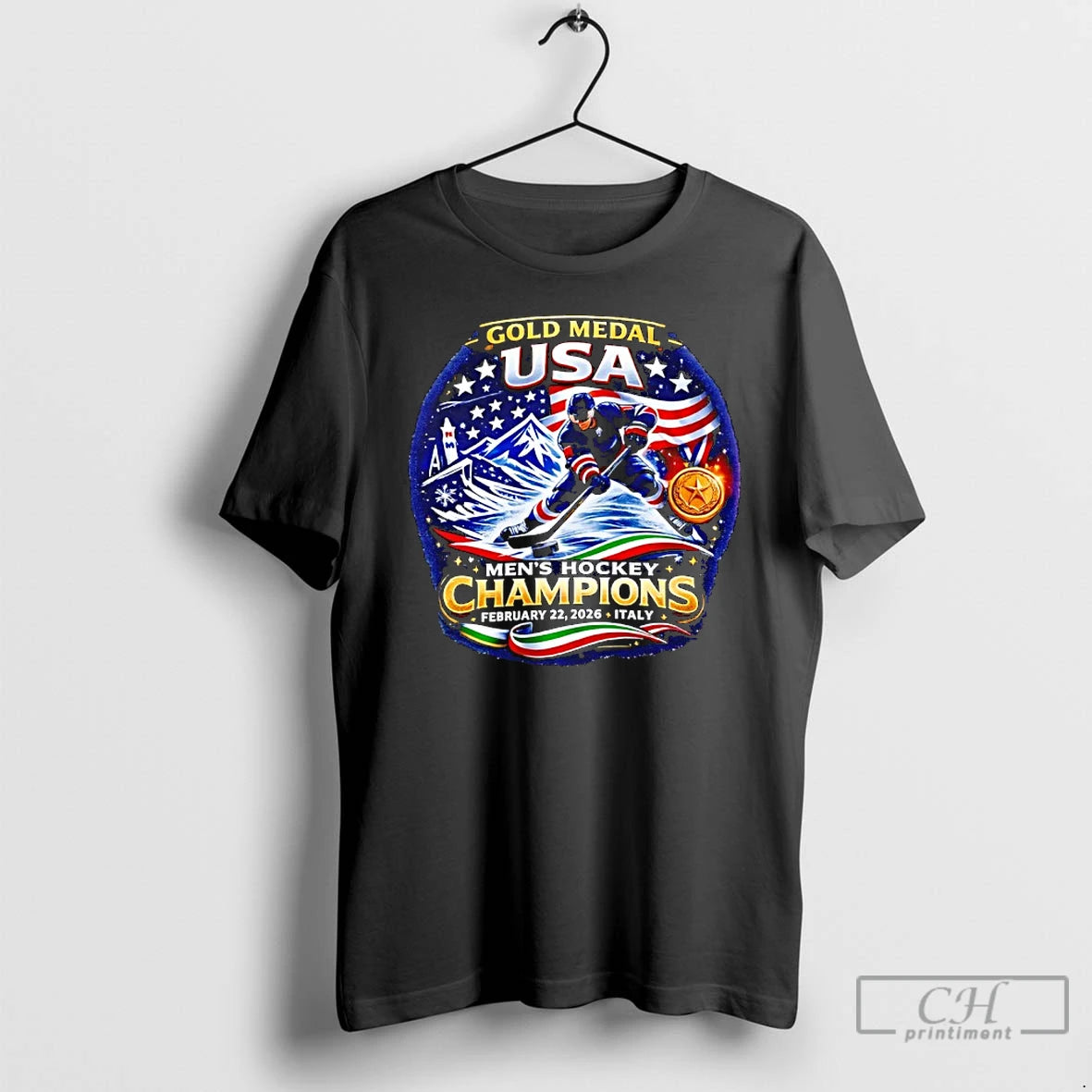 Classic Usa Men Hockey Gold Medal Champions 2026 Italy Commemorative T-Shirts, Hoodie, Sweatshirt | HypeDripTees.com