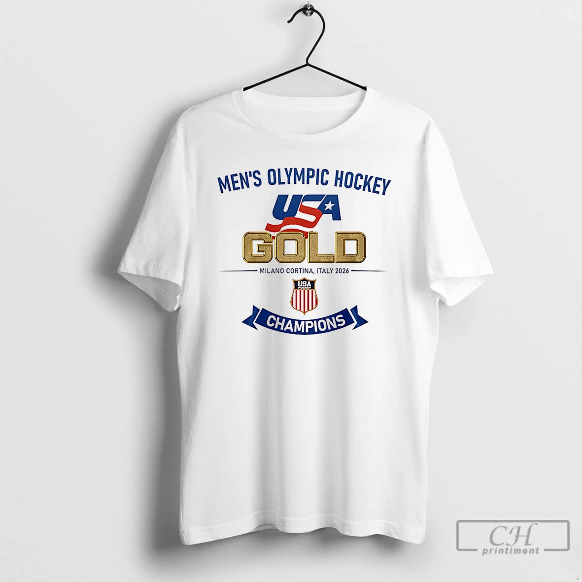 Classic Usa Mens Olympic Hockey Gold Champions Logo T-Shirts, Hoodie, Sweatshirt | HypeDripTees.com