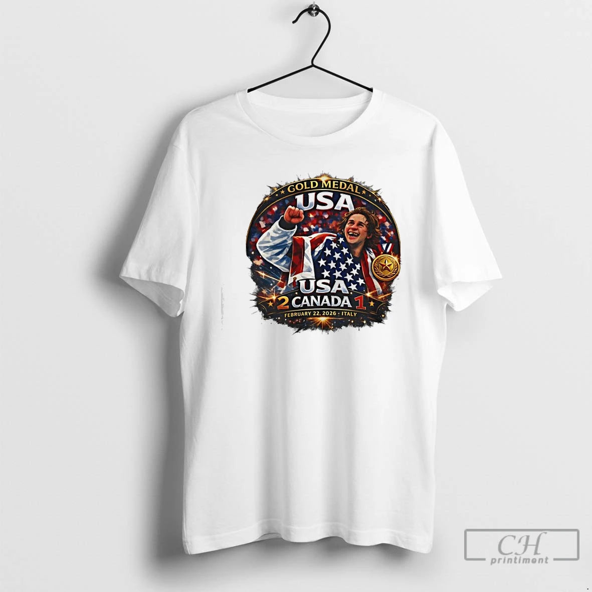 Classic Usa Olympic Gold Medal Hockey 2026 Jack Hughes Golden Goal Vs Canada T Shirts Hoodie, Sweatshirt | HypeDripTees.com