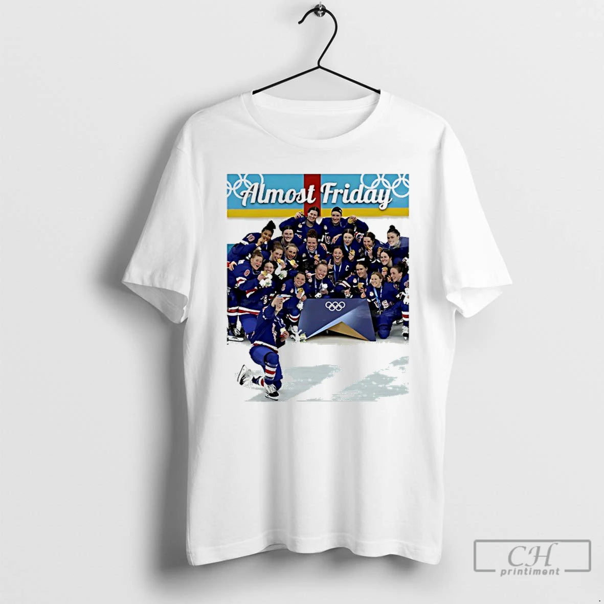 Classic Usa Womens Ice Hockey Celebrating Gold Medal At Olympics Selfie Almost Friday T Shirts Hoodie, Sweatshirt
