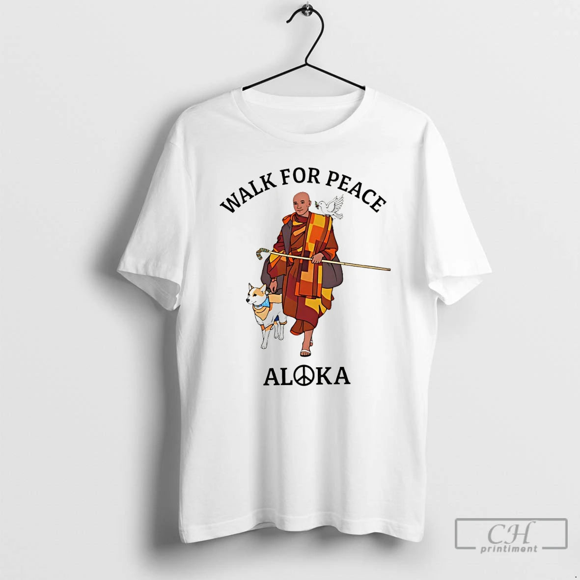 Classic Walk For Peace Walking Monk And Aloka Dog T-Shirts, Hoodie, Sweatshirt | HypeDripTees.com
