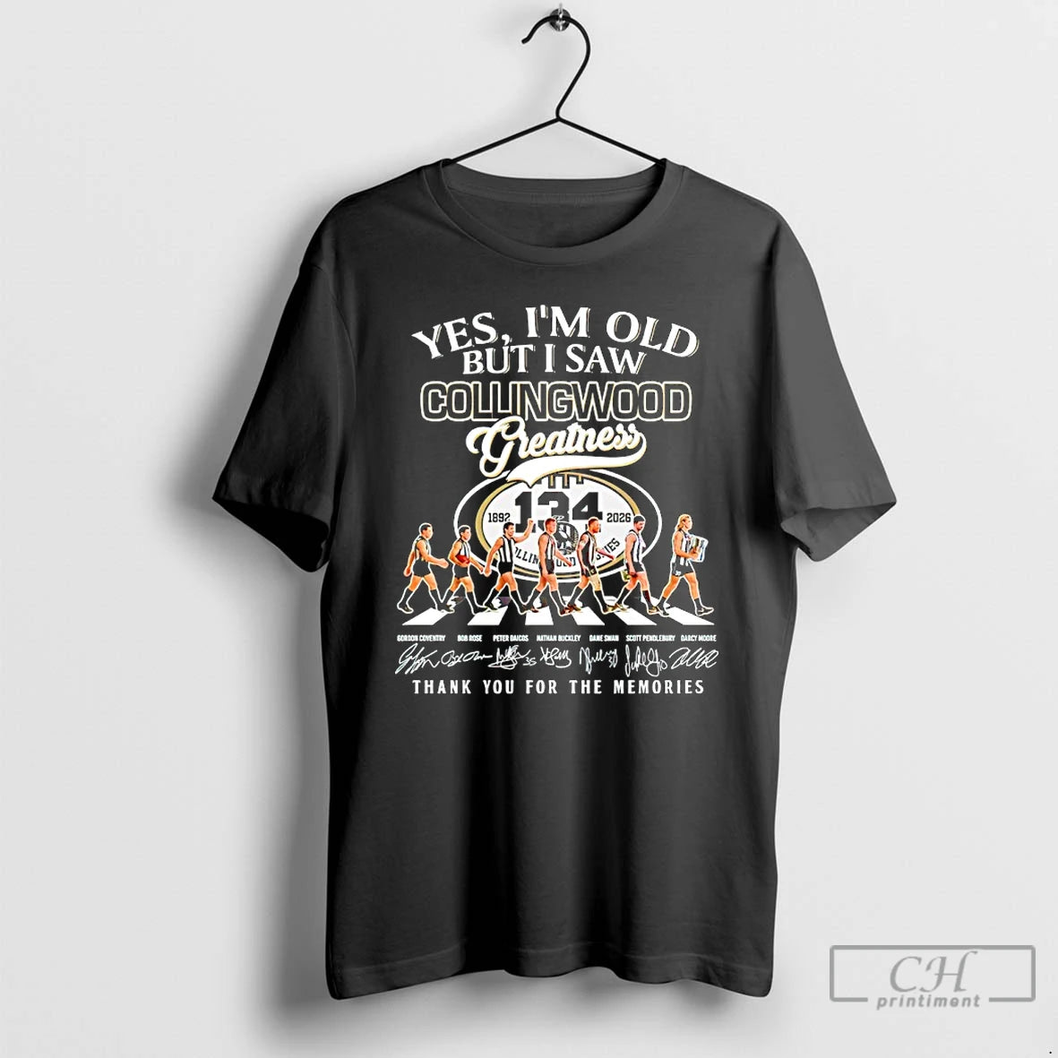 Classic Yes Im Old But I Saw Collingwood Greatness Thank You For The Memories Signature T-Shirts, Hoodie, Sweatshirt