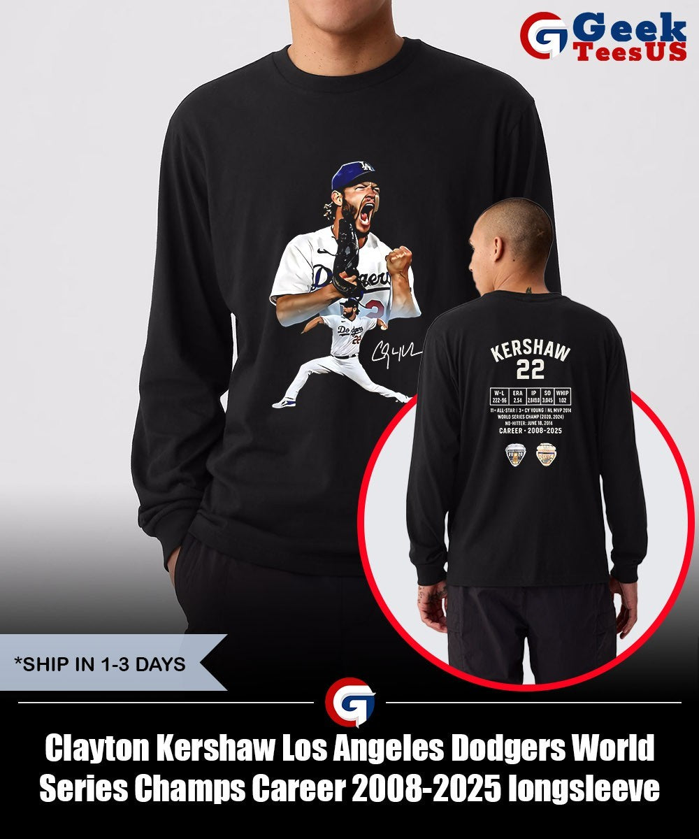 Clayton Kershaw Los Angeles Dodgers World Series Champs Career 2008-2025 shirt