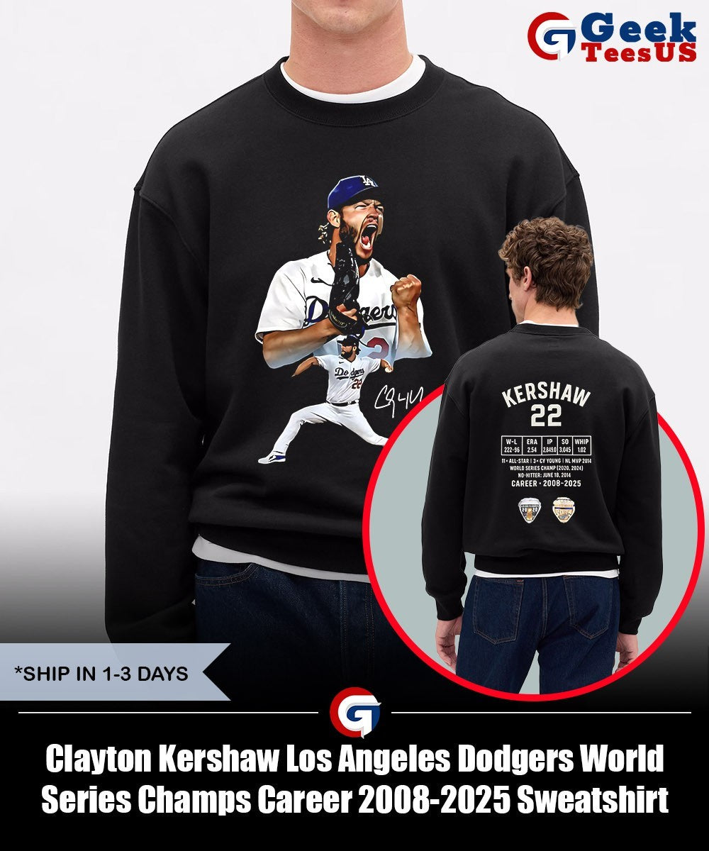 Clayton Kershaw Los Angeles Dodgers World Series Champs Career 2008-2025 shirt