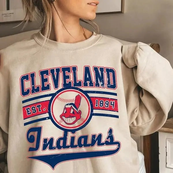 Cleveland Baseball Crewneck Sweatshirt Shirt EST 1894 Gameday. Cotton Fabric Hoodie | HypeDripTees.com