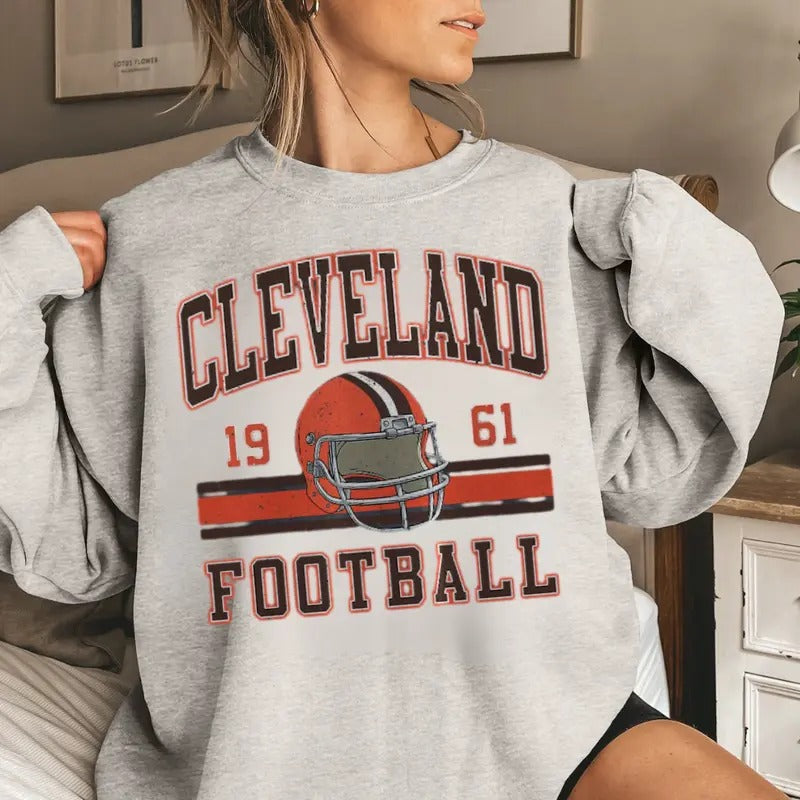 Cleveland Football Vintage Style Sweatshirt, Retro Cleveland Football Shirt, Cleveland Fan Gift, Sunday Football Apparel...