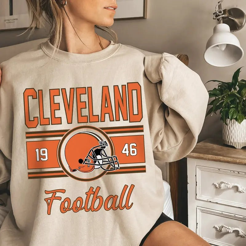 Cleveland Vintage Sweatshirt, Classic Cleveland Football Sweater, Cleveland Football Crewneck, Cleveland Football...