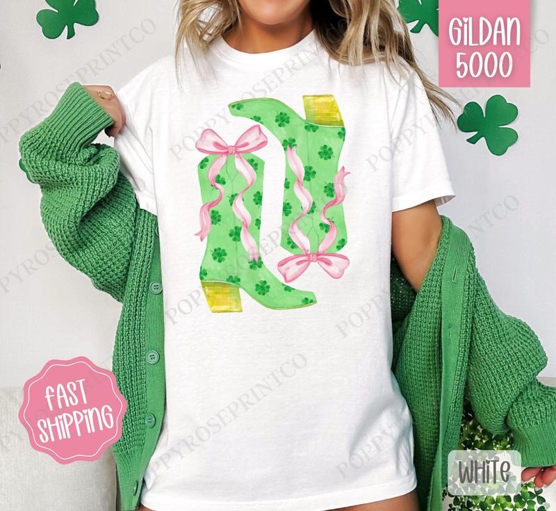 Clover Boots Shirt Gildan, St Patrick's Day Women's Tee, Cute Women's Tshirt Plus Sizes Hoodie, Sweatshirt | HypeDripTees.com