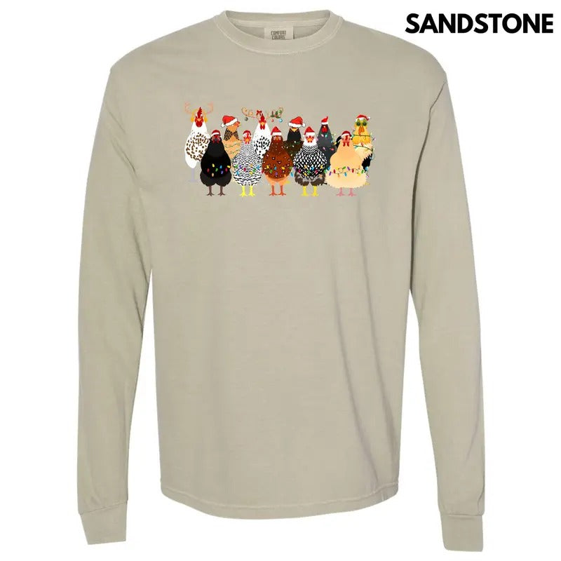 Clucking Christmas Long Sleeve Comfort Colors T-Shirt 'NLB' Hoodie, Sweatshirt | HypeDripTees.com