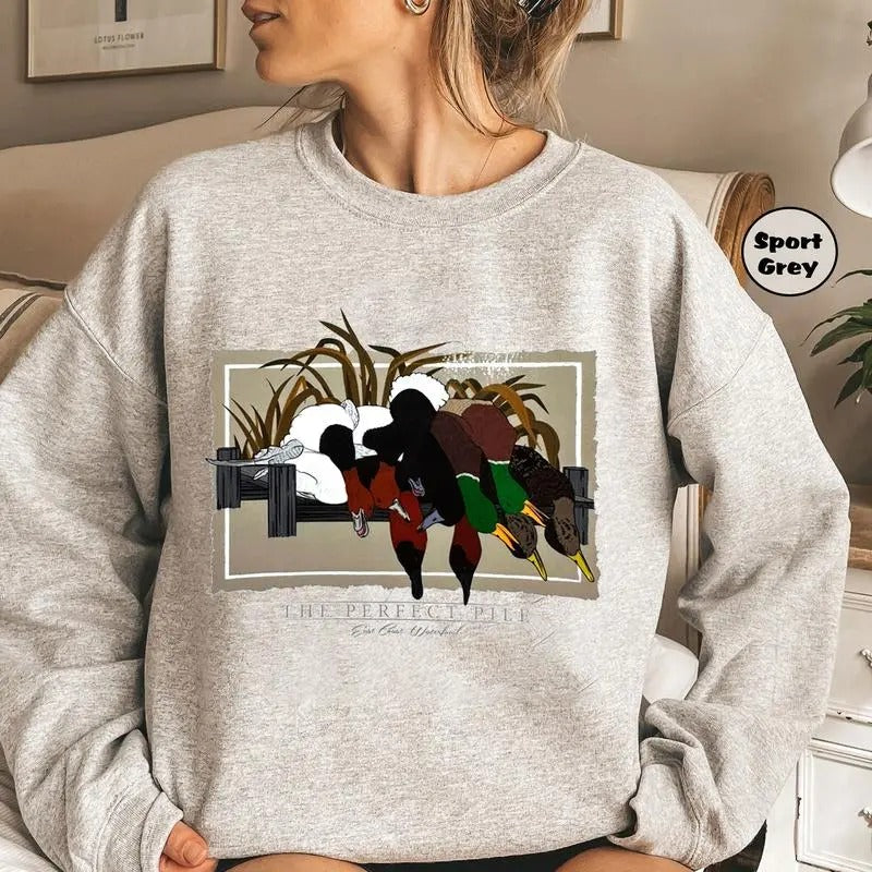 Coastal Perfect Pile Duck Sweatshirt, Camo Duck Hunting Sweater For Men And Women Cotton Fit T-Shirts, Hoodie
