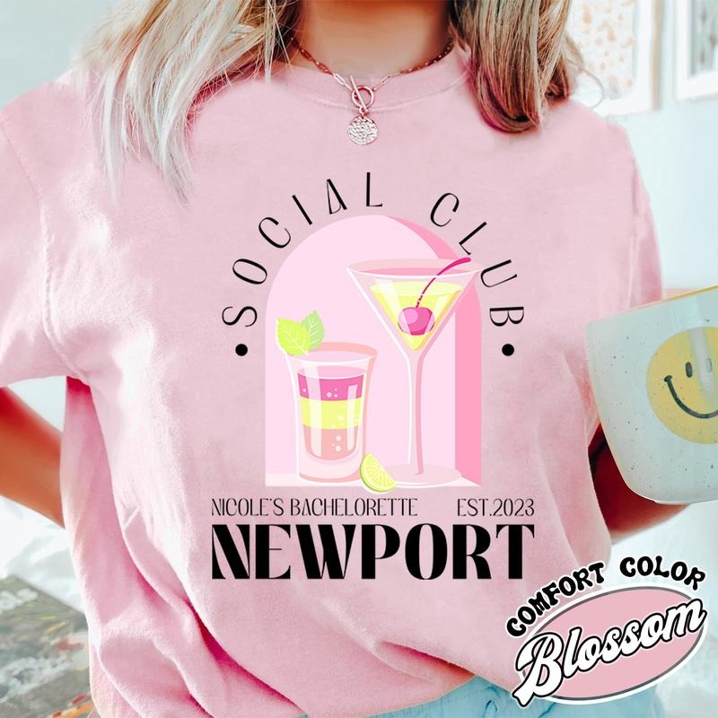 Cocktail Bachelorette Comfort Color Shirt, Bachelorette Club, Custom Bachelorette Cocktail Shirt, Custom Name...