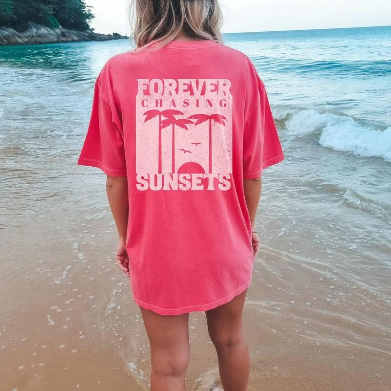 Coconut Girl Sunset Oversized t-shirt Comfort Colors summer vacation beach shirt Salty Mermaidcore tee for surfer Summer...
