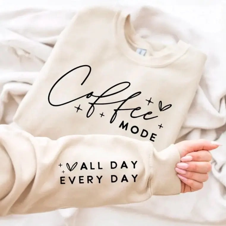 Coffee All Day Every Day Fleece Crewneck Sweatshirt T-Shirts, Hoodie | HypeDripTees.com