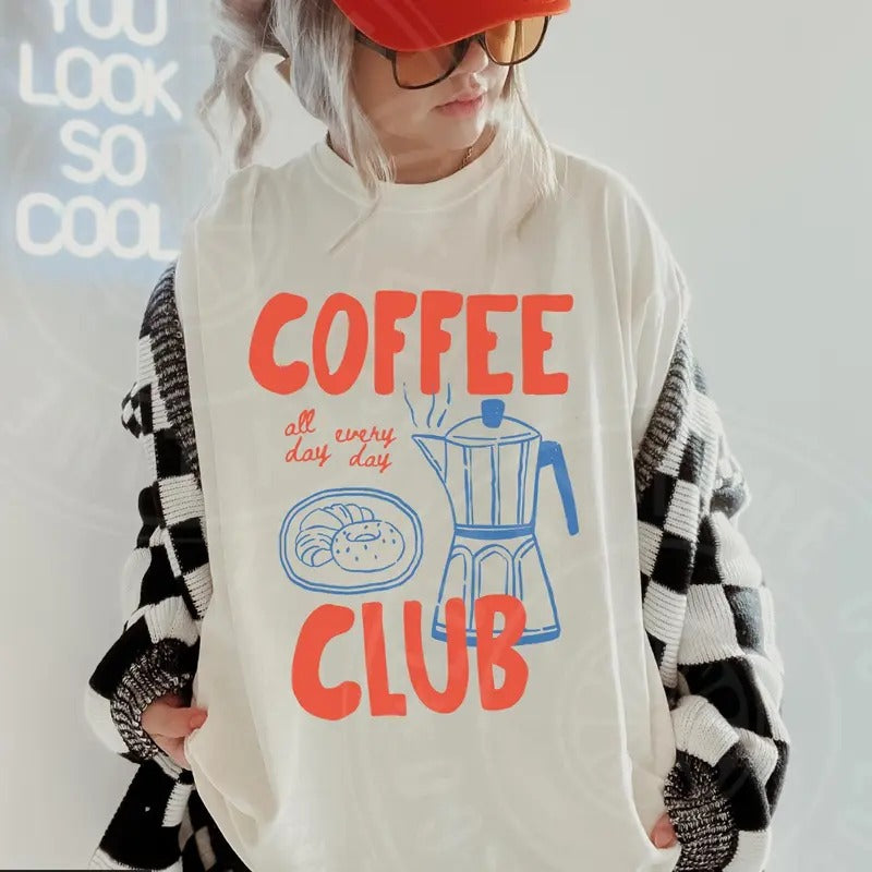 Coffee Club Shirt, Coffee Lover Gift, Retro Coffee Shirt, Coffee Club Tshirt, Foodie Shirt, Aesthetic Shirt, Trendy Tee...
