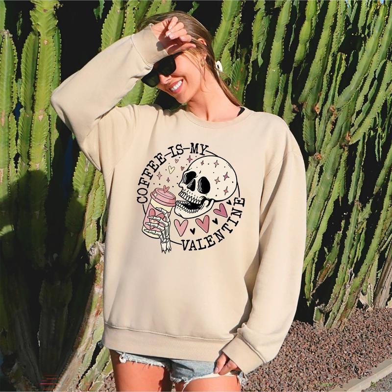 Coffee Is My Valentine, Skeleton, Caffeine, Sweatshirt, Valentine's Day T-Shirts, Hoodie | HypeDripTees.com