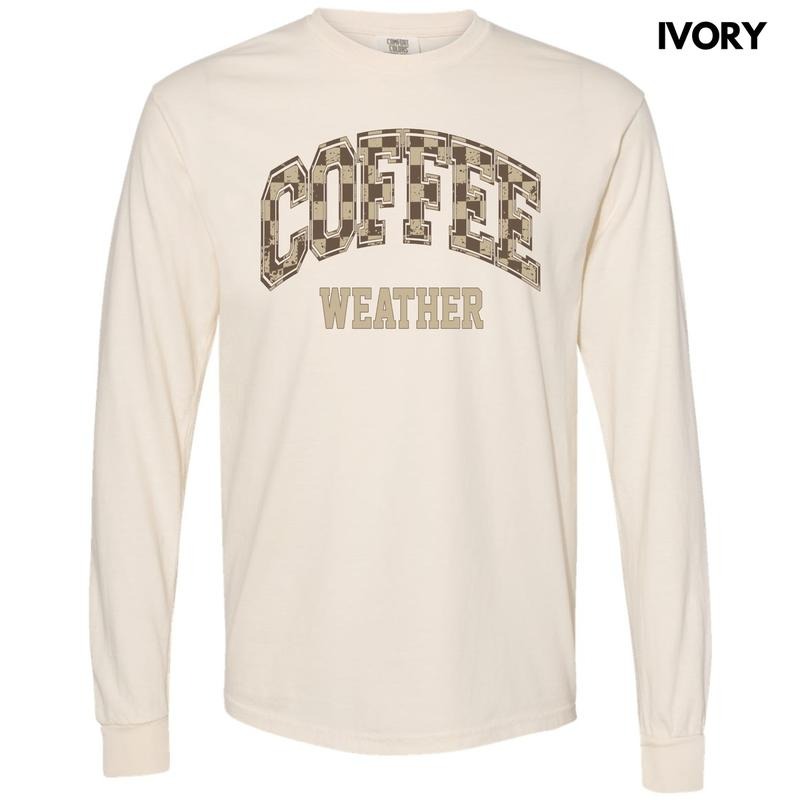 Coffee Weather Checkered Long Sleeve Comfort Colors T-Shirt 'NLB' Hoodie, Sweatshirt | HypeDripTees.com