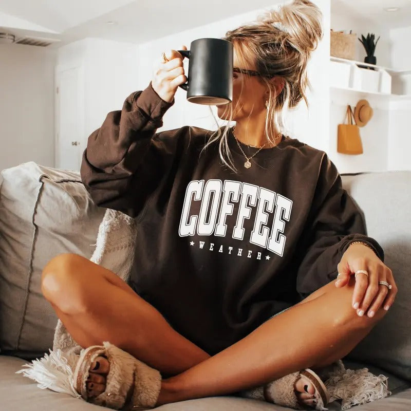 Coffee Weather Classic Style Unisex Sweatshirt, Coffee Lovers Christmas Sweatshirt, Gift for Him for Her Winter Holiday...