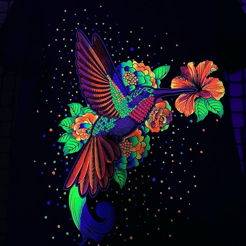 Colibri flor T-shirt Cotton Black Crewneck Hoodie, Sweatshirt | HypeDripTees.com