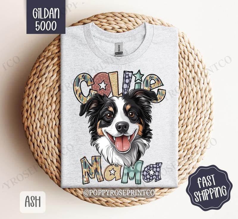 Collie Mama Shirt Gildan, Dog Mom Women's Tee, Cute Dog Mama Women's Tshirt Plus Sizes Hoodie, Sweatshirt | HypeDripTees.com
