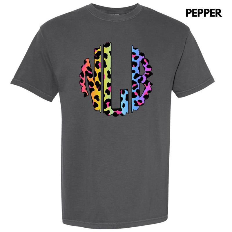 Colorful Cheetah Monogram Comfort Colors T-Shirt 'NLB' Hoodie, Sweatshirt | HypeDripTees.com