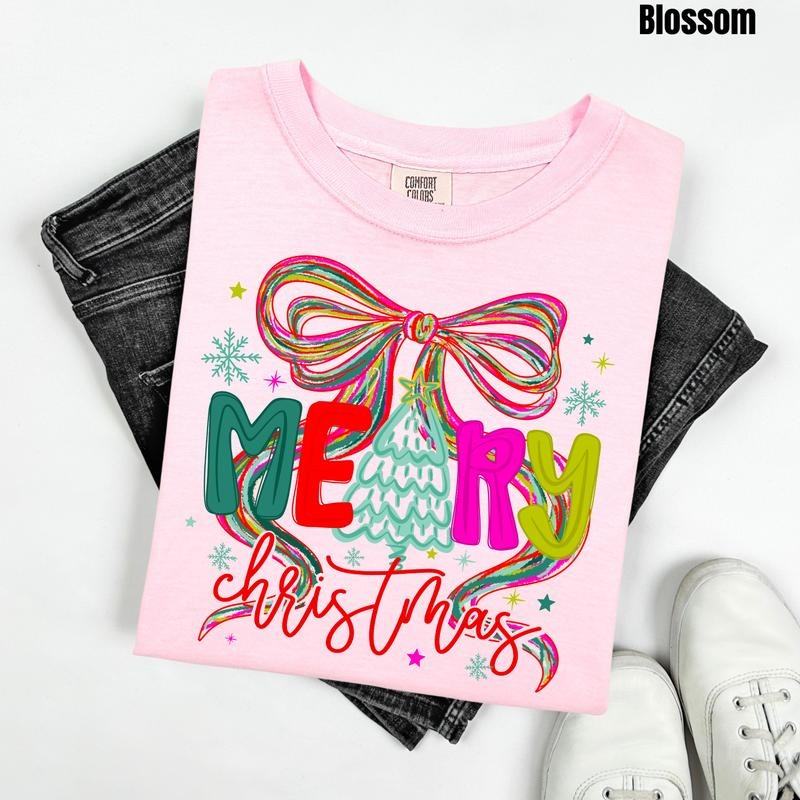 Colorful Merry Christmas Comfort Colors T-Shirt 'NLB' Hoodie, Sweatshirt | HypeDripTees.com