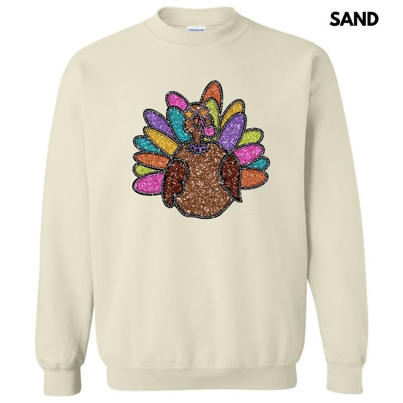Colorful Turkey FAKE Glitter Sweatshirt 'NLB' T-Shirts, Hoodie | HypeDripTees.com