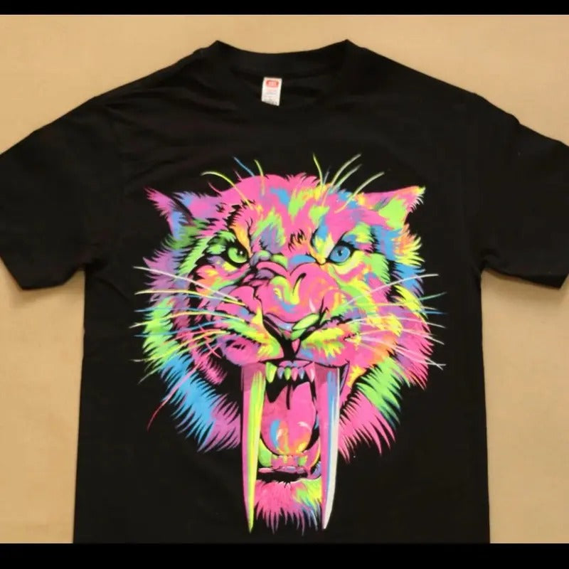 Colorful tiger t-shirt Cotton Top Casual Outfits Crewneck Menswear Shortsleeve Tigre Hoodie, Sweatshirt | HypeDripTees.com