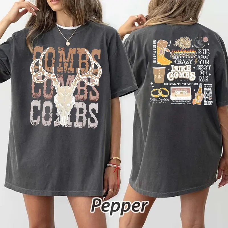 Combs Bullhead T-Shirt, Country Music Shirt, Luke Combs World Tour, Cowboy Combs Shirt Hoodie, Sweatshirt | HypeDripTees.com