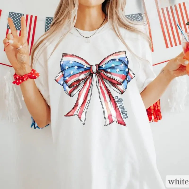 Comfort Color Coquette USA Bow Shirt Comfort Colors, America Shirt for July 4th, Memorial Day Shirt, USA Shirt, Election...