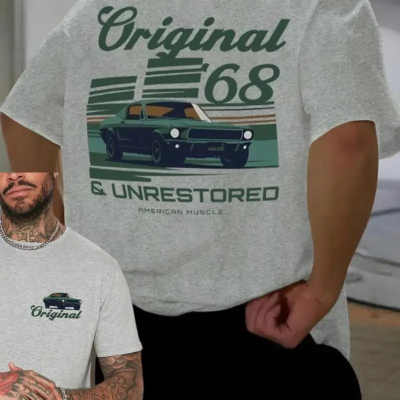 Comfort Color Men's Vintage Car Original 68 T-Shirt, Casual Short Sleeve Crew Neck Tshirt for Daily Streetwear, Graphic...