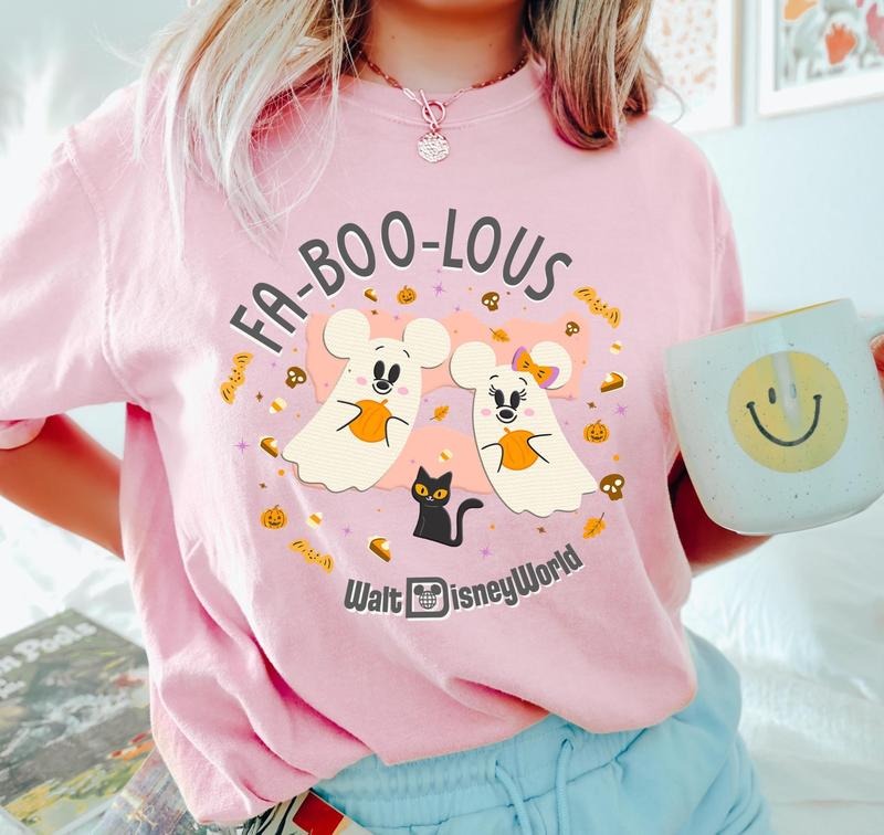 Comfort Color Walt Dysneyworld Faboolous Myckey Mynnie Ghost shirt Spooky Season with Pumpkin tee Myckey Boo T-shirt...
