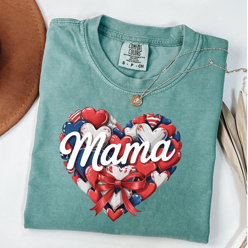Comfort Colors 4th of July Mama Shirt, Patriotic Mama Tee, American Flag T-Shirt, 4th Of July Gift Hoodie, Sweatshirt