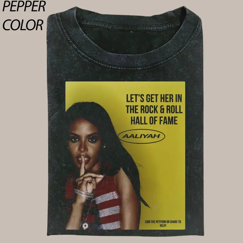 Comfort Colors Aaliyah HALL OF FAME Shirt, Vintage Rap Hip Hop Tee Aaliyah, Merch Oversized Heavy Cotton Tee Womenswear...