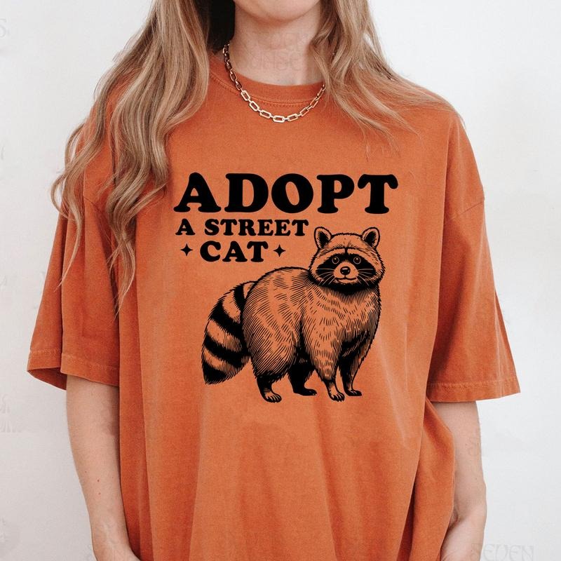 Comfort Colors Adopt A Street Cat Shirt, Vintage Funny Raccoon Shirt, Sarcastic T-Shirt, Raccoon Gifts, Trash Panda Shirt...