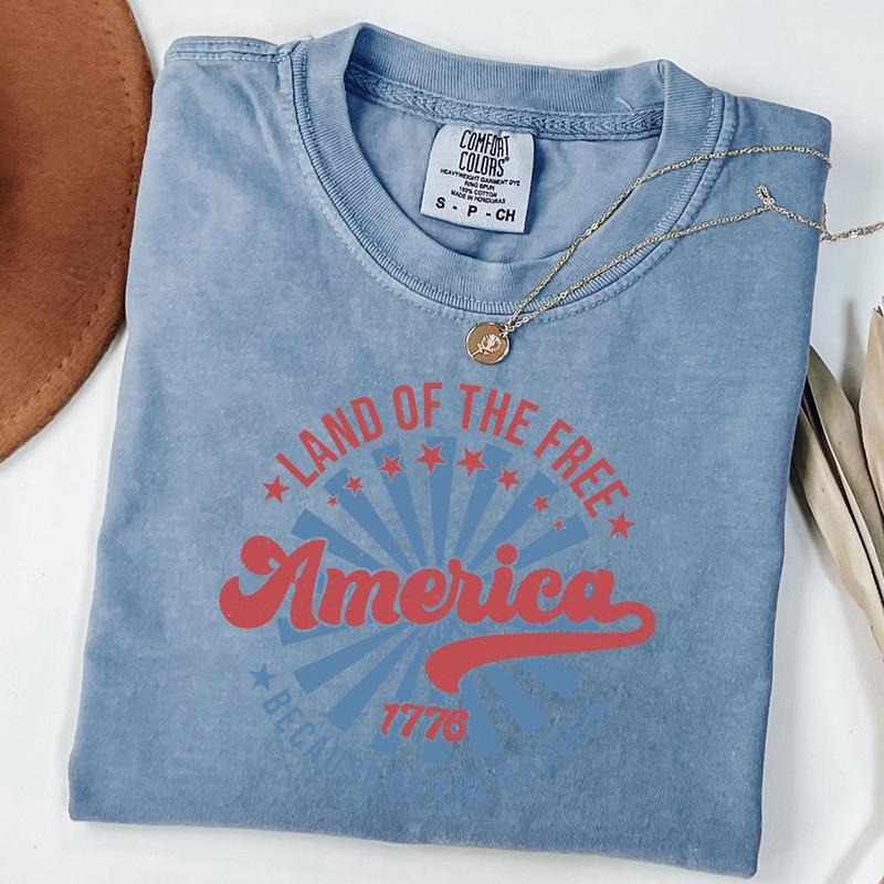 Comfort Colors America Land Of The Free Because Of The Brave Shirt, 4th of July Shirt, Memorial Day T-Shirt, Patriotic,...